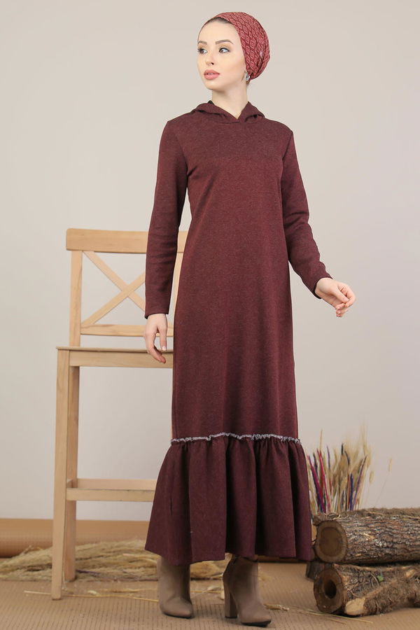 Elbise Siyah  Bordo - 5159 BORDO