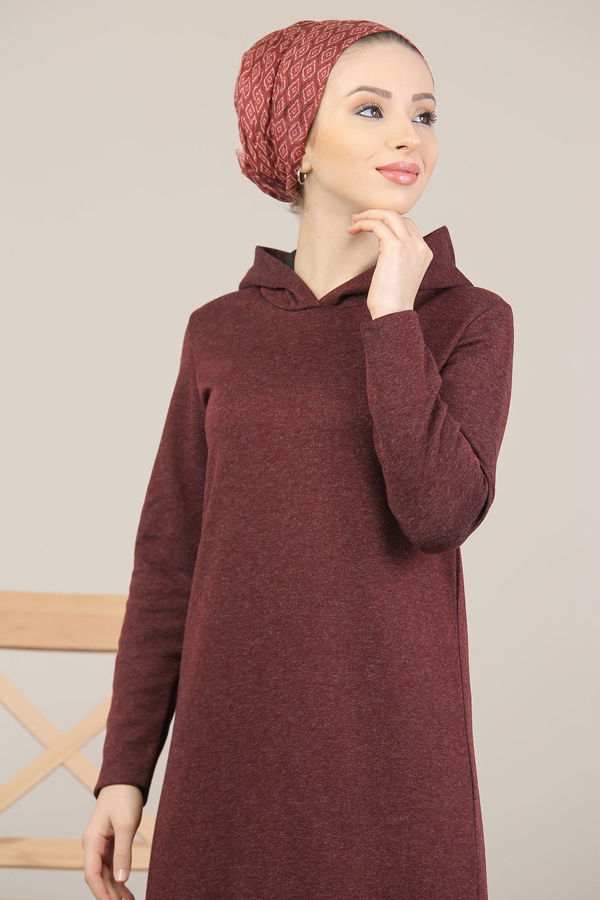 Elbise Siyah  Bordo - 5159 BORDO