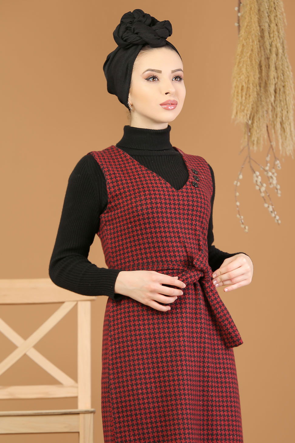 Kolsuz Elbise Bordo - 5213 Bordo - 5213 BORDO