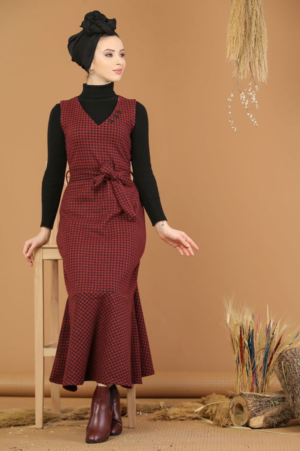 Kolsuz Elbise Bordo - 5213 Bordo - 5213 BORDO