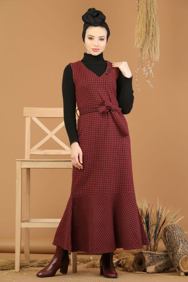 Kolsuz Elbise Bordo - 5213 Bordo - 5213 BORDO