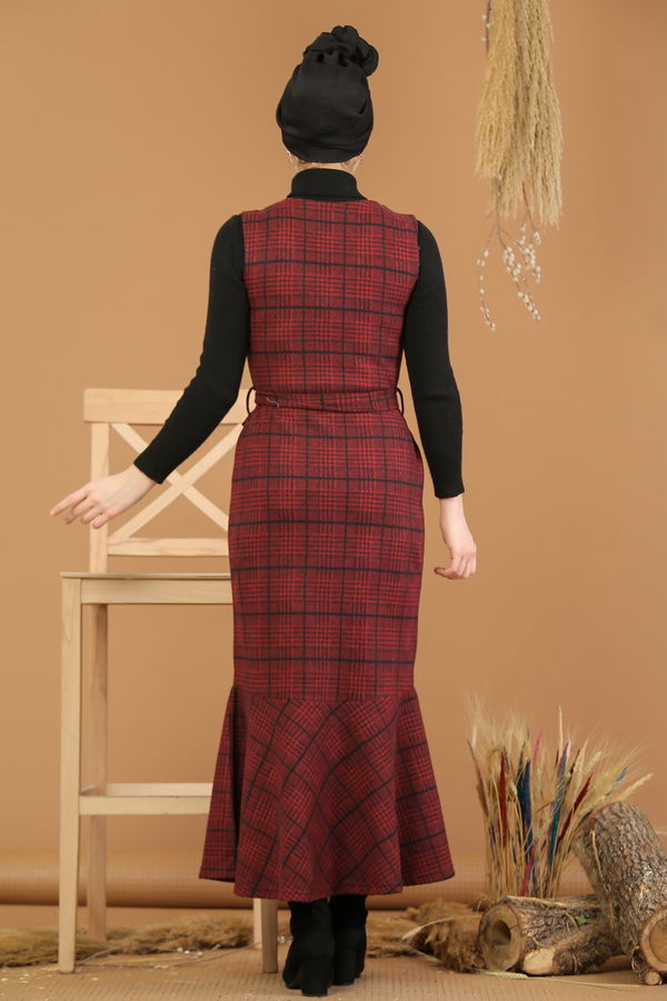 Kolsuz Elbise Bordo - 5219 Bordo - 5219