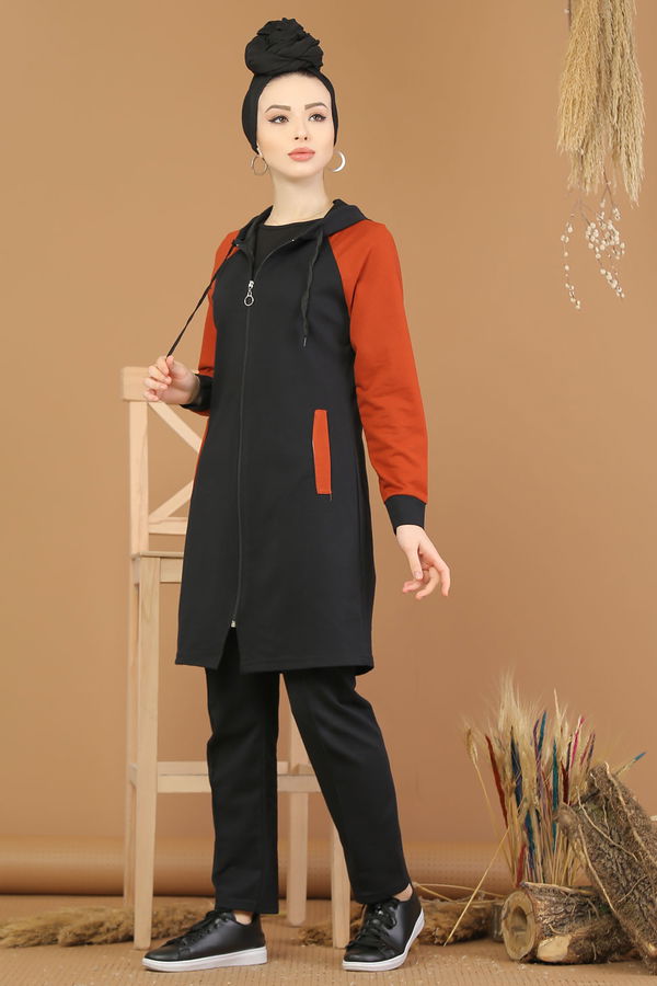 Tunik Pantolon Siyah Kırmızı  Siyah - 4119 SİYAH