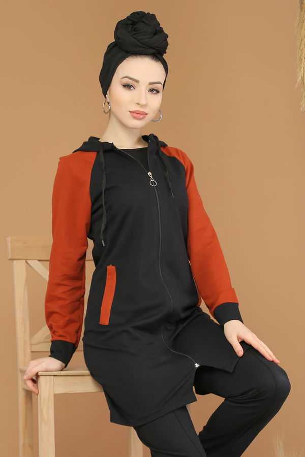 Tunik Pantolon Siyah Kırmızı  Siyah - 4119 SİYAH
