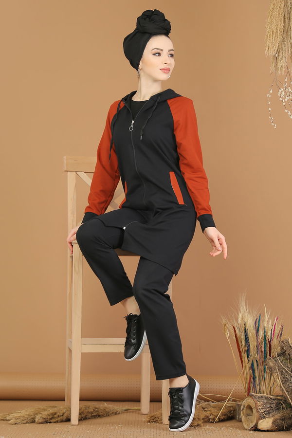 Tunik Pantolon Siyah Kırmızı  Siyah - 4119 SİYAH