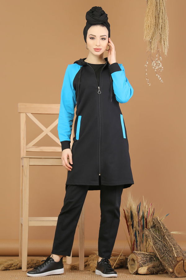 Tunik Pantolon Siyah Kırmızı  Siyah - 4119 SİYAH