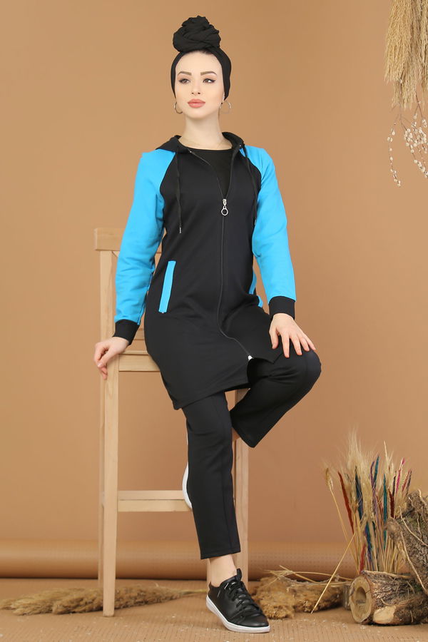 Tunik Pantolon Siyah Kırmızı  Siyah - 4119 SİYAH