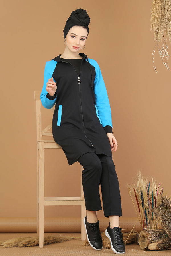 Tunik Pantolon Siyah Kırmızı  Siyah - 4119 SİYAH