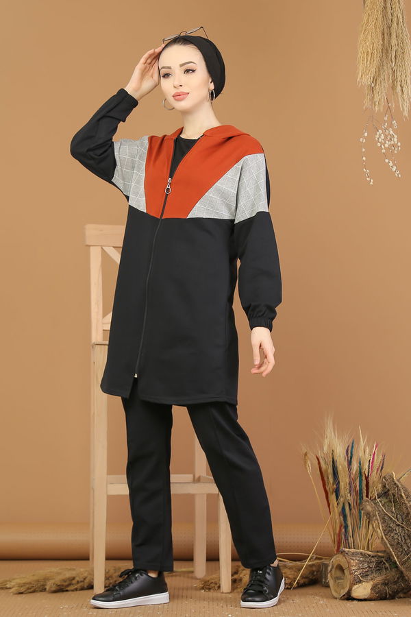 Kapşonlu Tunik Pantolon  Siyah - 4118