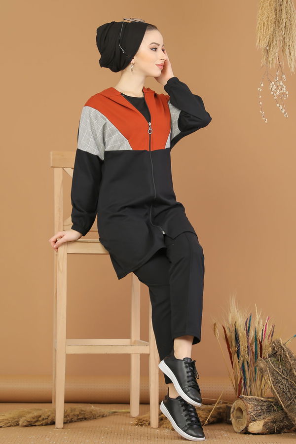 Kapşonlu Tunik Pantolon  Siyah - 4118
