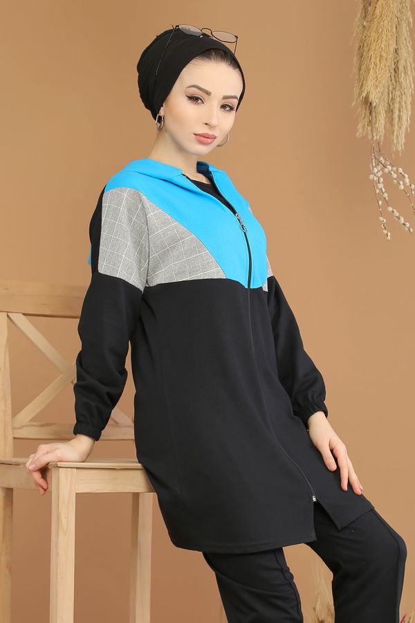Kapşonlu Tunik Pantolon  Siyah - 4118