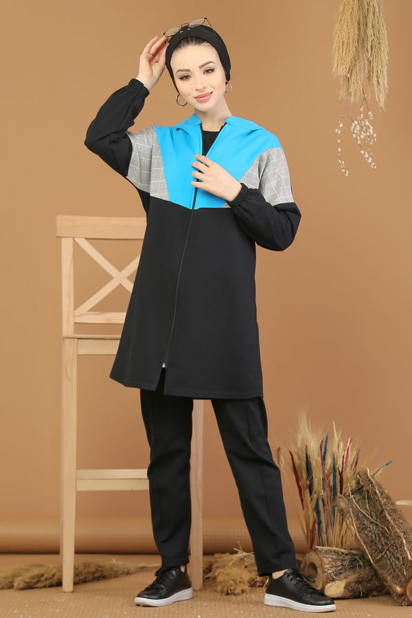 Kapşonlu Tunik Pantolon  Siyah - 4118
