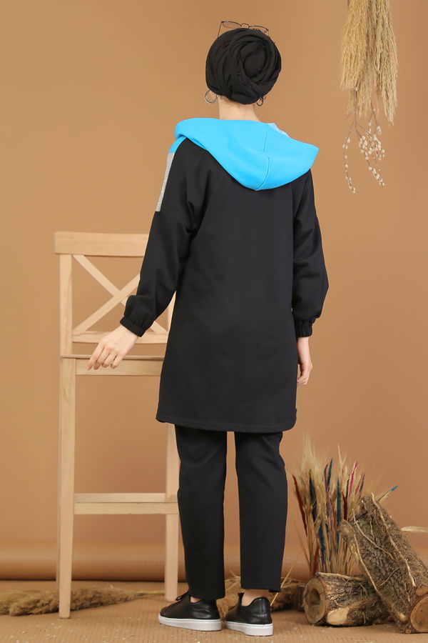 Kapşonlu Tunik Pantolon  Siyah - 4118