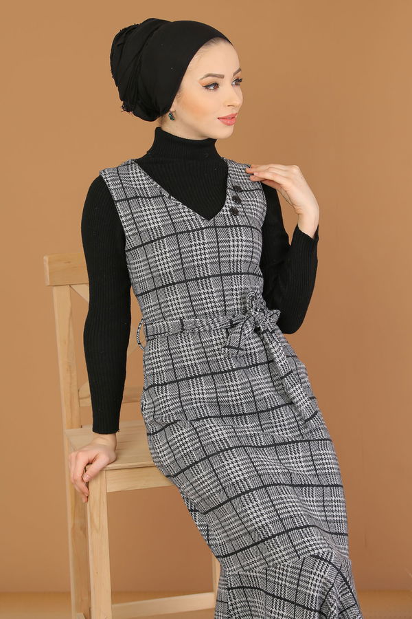 Kolsuz Elbise Gri - 5219 Gri - 5219