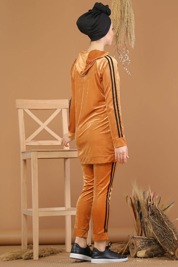 Kadife Tunik Pantolon Siyah  Sarı - 8187 Sarı