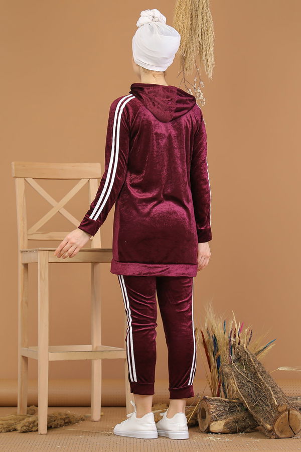 Kadife Tunik Pantolon Siyah  Mor - 8187