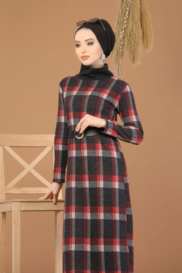 Bogazlı Elbise Bordo  Bordo - 8227