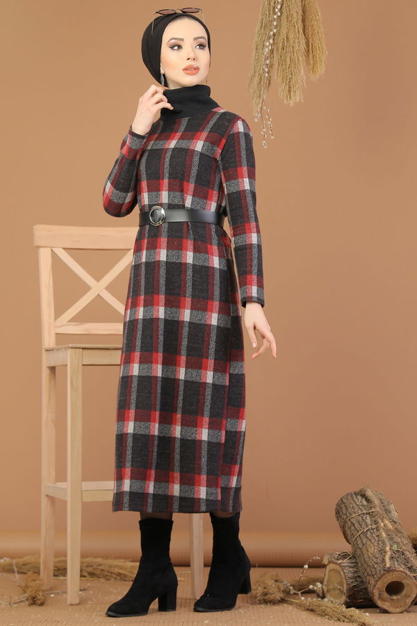 Bogazlı Elbise Bordo  Bordo - 8227