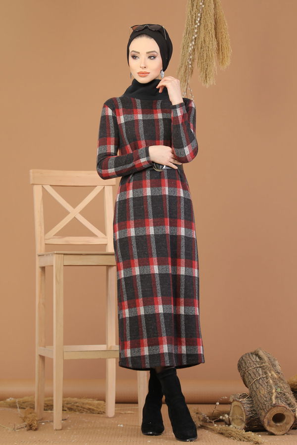Bogazlı Elbise Bordo  Bordo - 8227