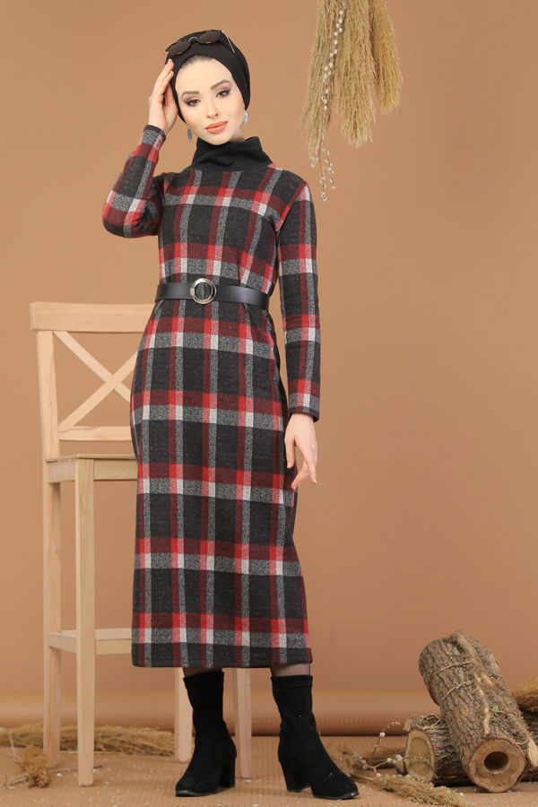 Bogazlı Elbise Bordo  Bordo - 8227