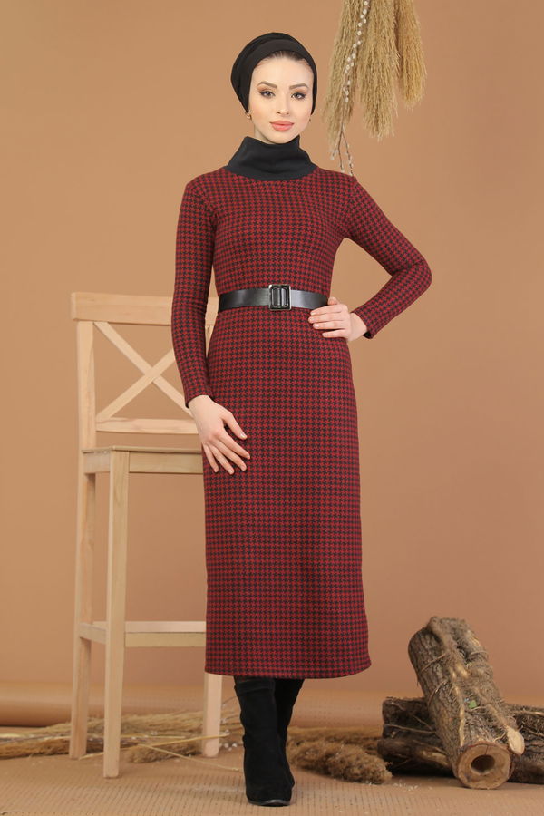 Bogazlı Elbise Bordo  Bordo - 8226