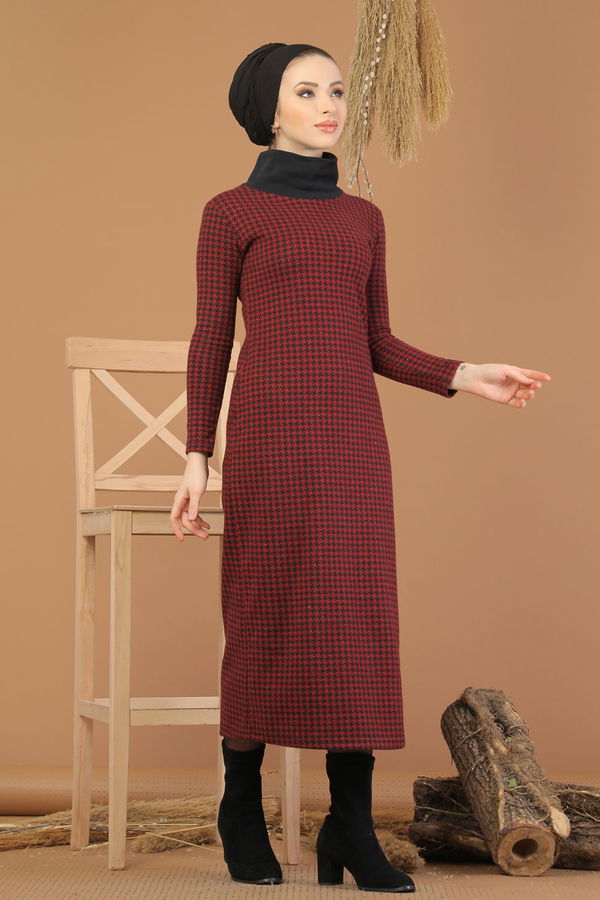 Bogazlı Elbise Bordo  Bordo - 8226