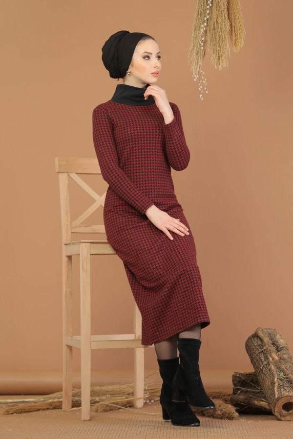 Bogazlı Elbise Bordo  Bordo - 8226