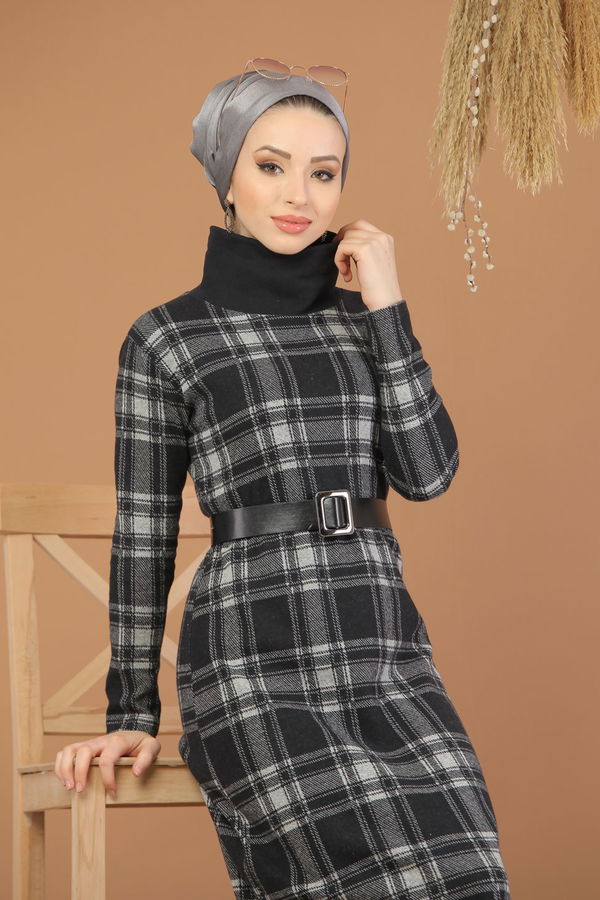 Bogazlı Elbise Siyah Siyah - 8224