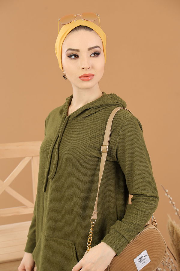 Kapşonlu Tunik Pantolon Siyah  Haki - 8245 HAKİ