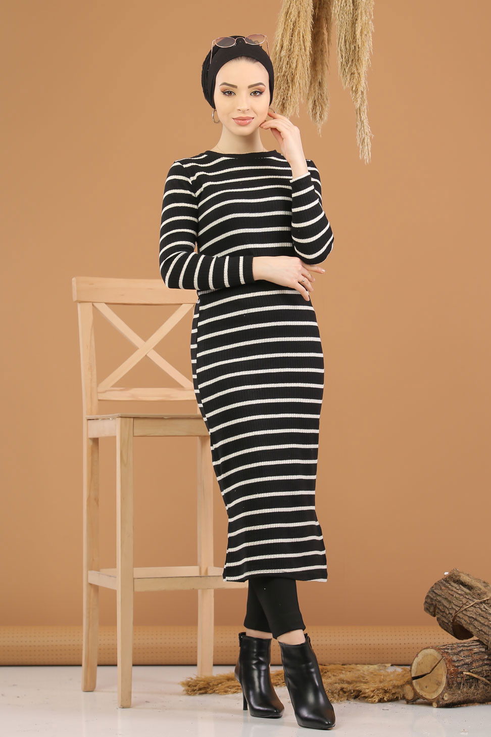 Triko Elbise Siyah  Siyah - 8261