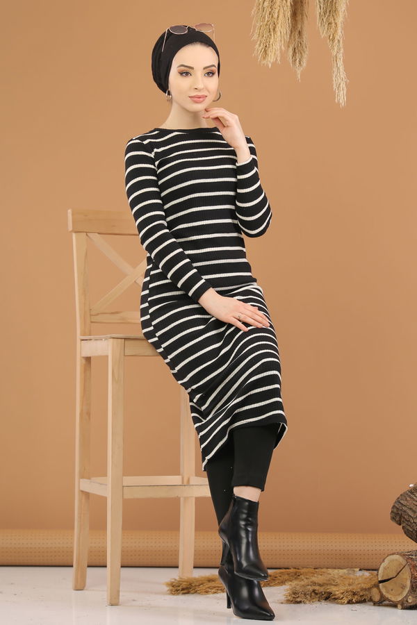 Triko Elbise Siyah  Siyah - 8261