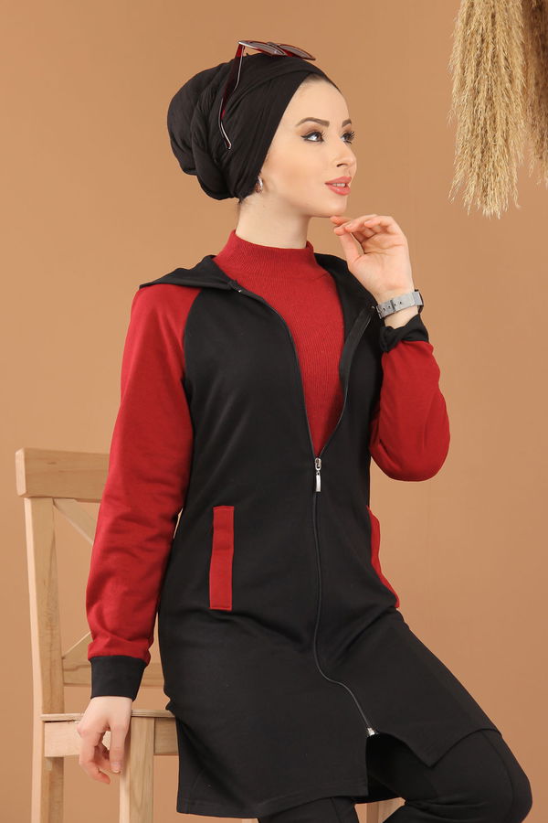 Tunik Pantolon Siyah Kırmızı  Siyah - 4119 SİYAH