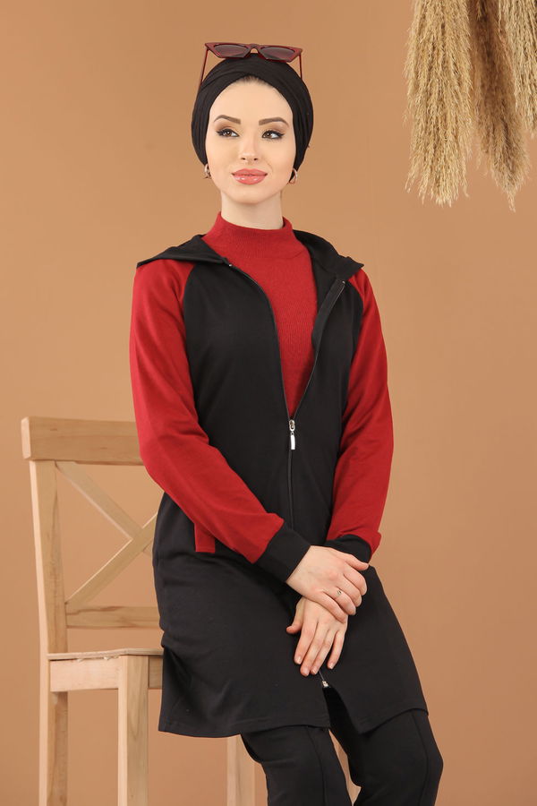 Tunik Pantolon Siyah Kırmızı  Siyah - 4119 SİYAH