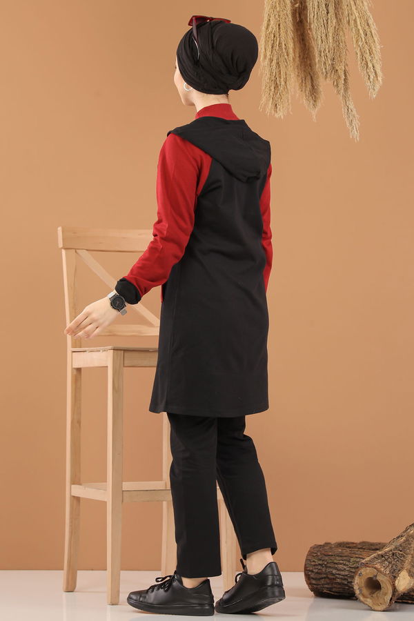 Tunik Pantolon Siyah Kırmızı  Siyah - 4119 SİYAH