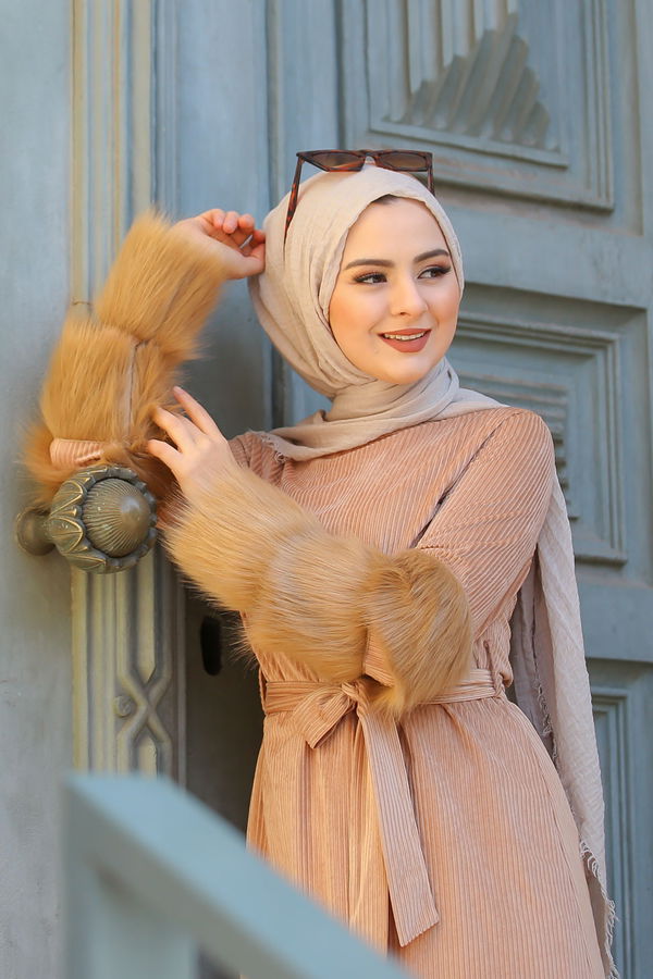 Kadife Tunik Pantolon Siyah  Vizon - 1318 VİZON