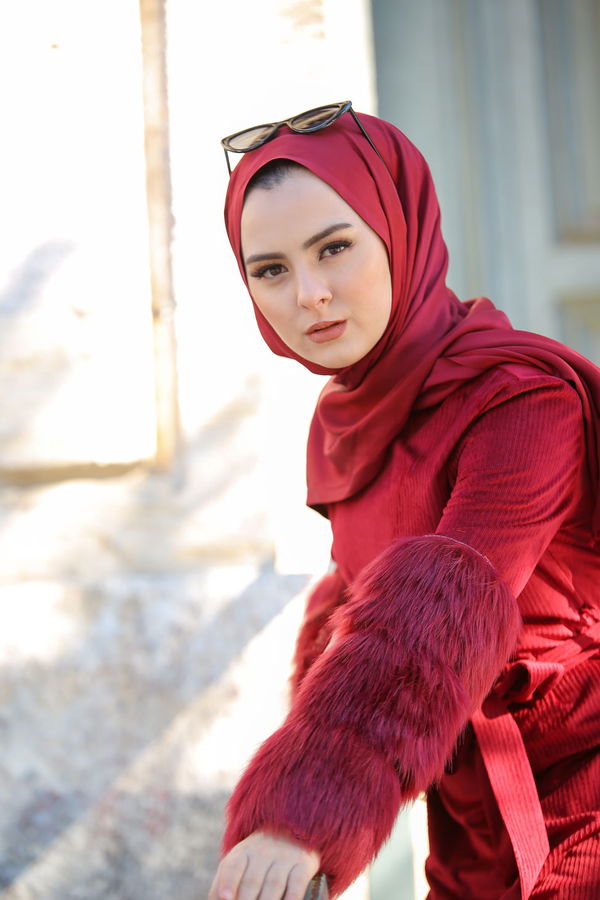 Kadife Tunik Pantolon Siyah  Bordo - 1318 BORDO