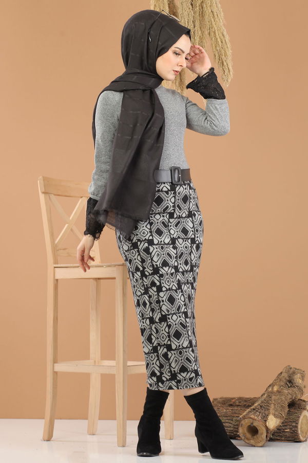 Bluz Etek Kombin Gri - 8289 Gri - 8289