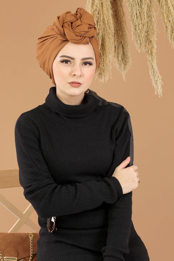 Bogazlı Triko Elbise Kemer Siyah Siyah - 8292