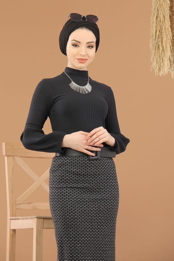 Bluz Etek Kombin Antrasit Siyah - 8295