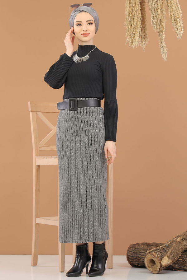 Bluz Etek Kombin Gri - 8295 Gri - 8295 GRİ