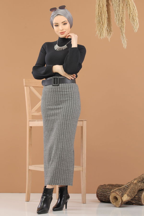 Bluz Etek Kombin Gri - 8295 Gri - 8295 GRİ