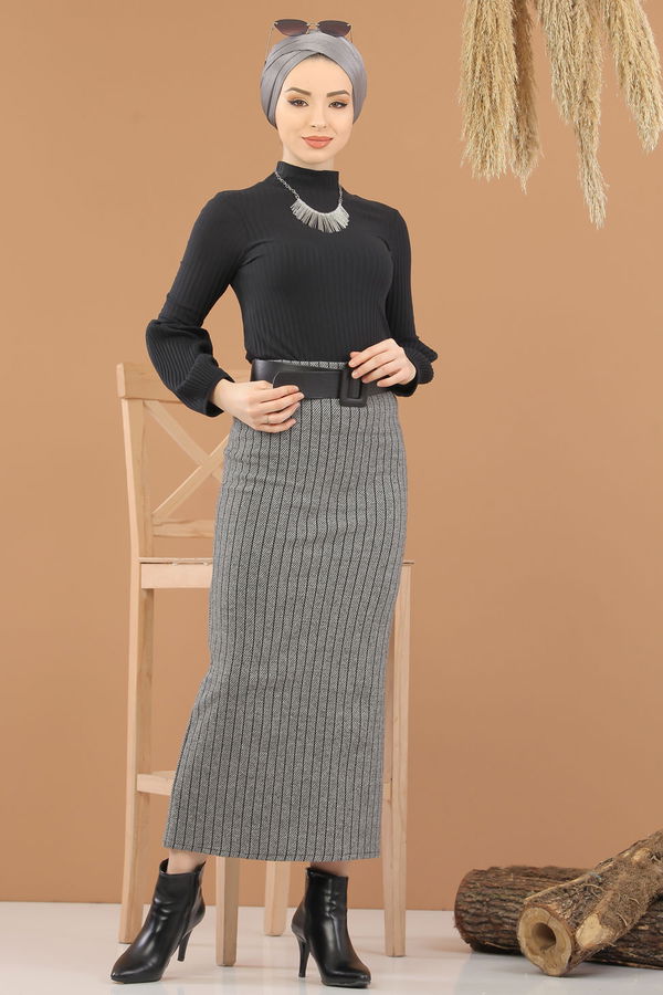 Bluz Etek Kombin Gri - 8295 Gri - 8295 GRİ