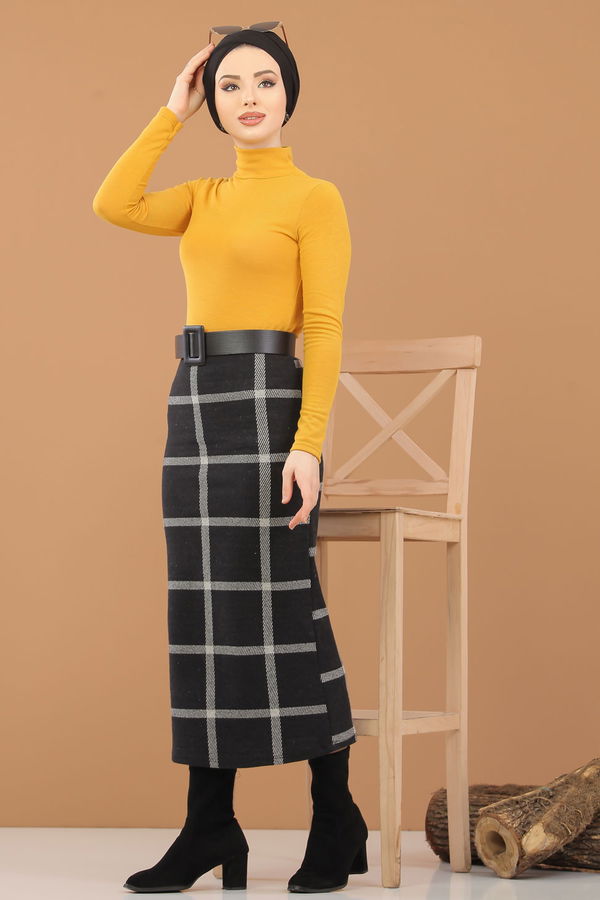 Bluz Etek Kombin Hardal - 8307 Sarı - 8307