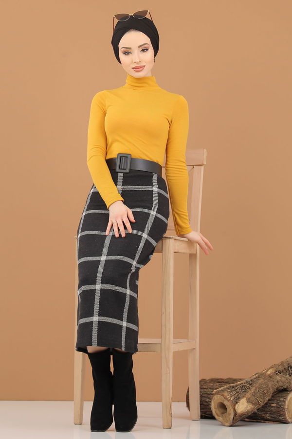 Bluz Etek Kombin Hardal - 8307 Sarı - 8307