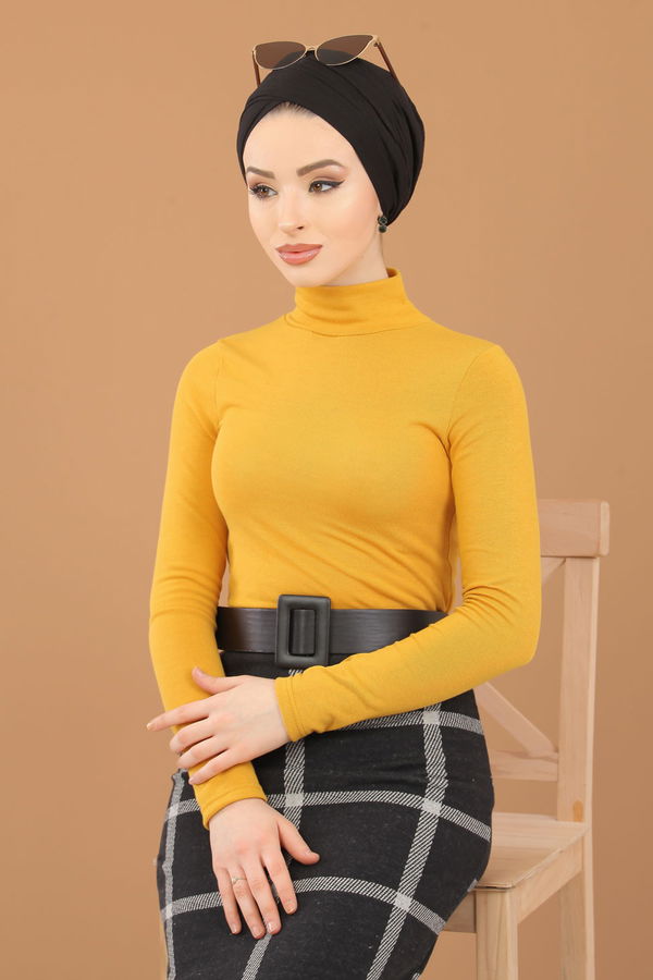 Bluz Etek Kombin Hardal - 8307 Sarı - 8307