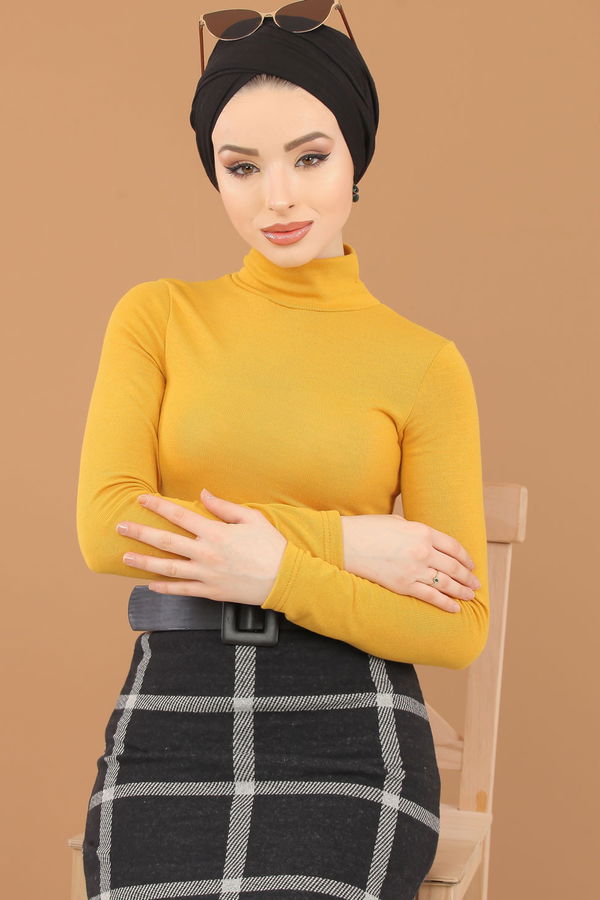 Bluz Etek Kombin Hardal - 8307 Sarı - 8307