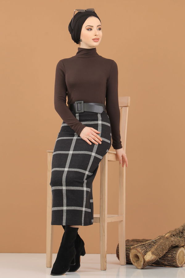 Bluz Etek Kombin Kahve - 8307 Kahverengi - 8307 KAHVERENGİ