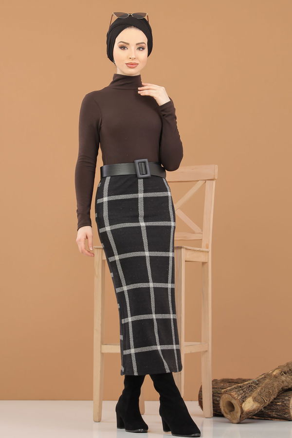 Bluz Etek Kombin Kahve - 8307 Kahverengi - 8307 KAHVERENGİ