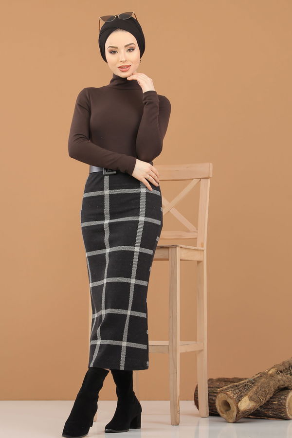 Bluz Etek Kombin Kahve - 8307 Kahverengi - 8307 KAHVERENGİ