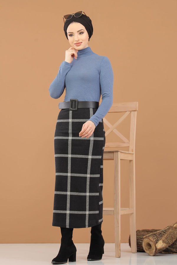 Bluz Etek Kombin İndigo - 8307 Mavi - 8307